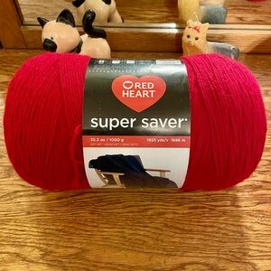 35.3 oz/1000 gm Red Heart Super Saver Yarn in Cherry Red - one skein